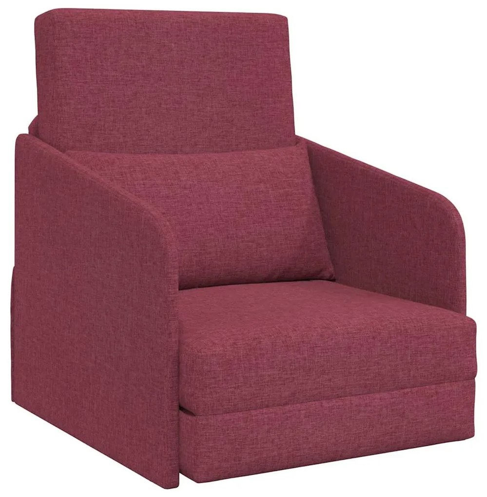 Sofá Cama de Chão 2-em-1 Vermelho Vinho 65x80x83 cm Tecido