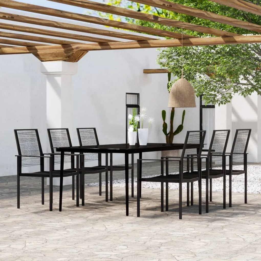 vidaXL 7 pcs conjunto de jantar para jardim preto
