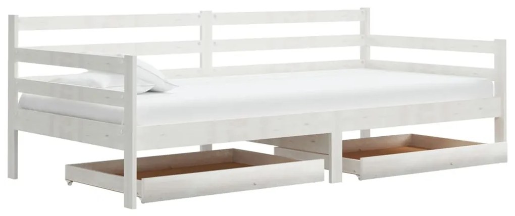 Sofá-cama com gavetas 90x200 cm pinho maciço branco