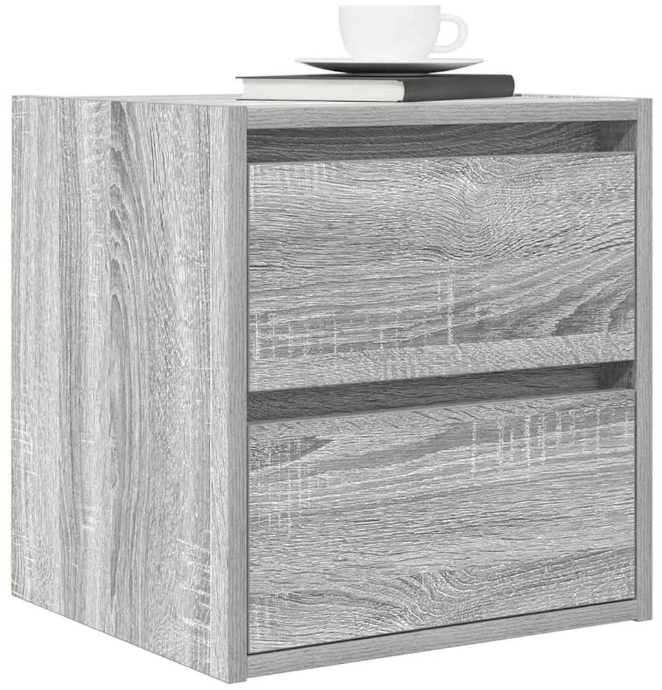 Mesas de cabeceira de parede 2 pcs 38x34x40 cm cinzento sonoma