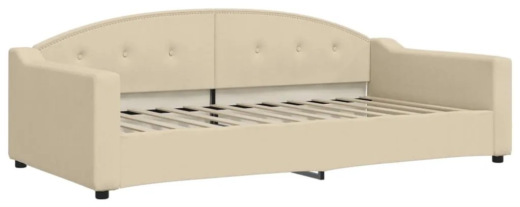 Sofá-cama com gavetão e gavetas 100x200 cm tecido cor creme