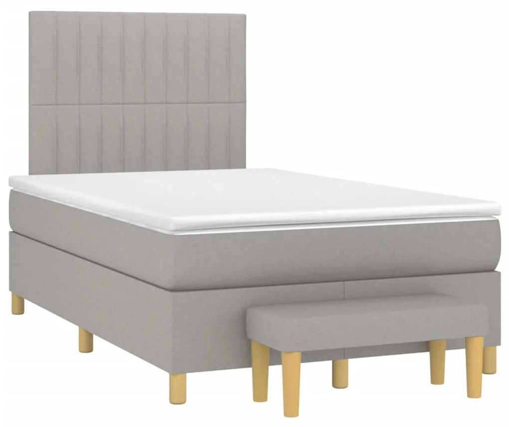 vidaXL Cama boxspring com colchão 120x190 cm tecido cinzento-claro