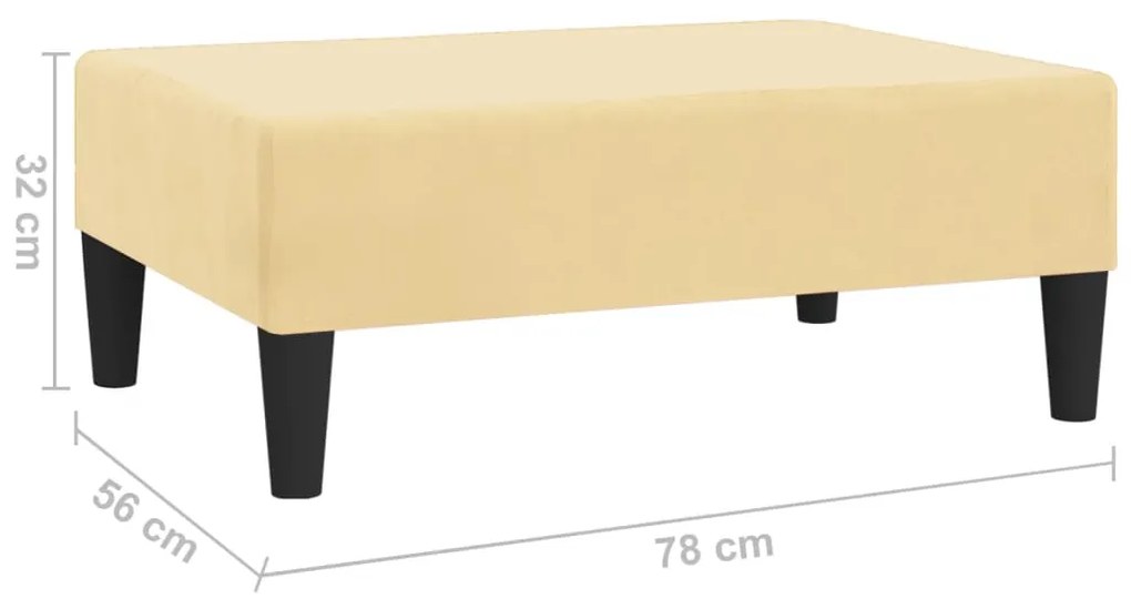 Apoio de pés 78x56x32 veludo cor creme