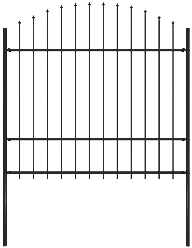 vidaXL Cerca de jardim com topo em lanças (1,5-1,75)x1,7 m aço preto