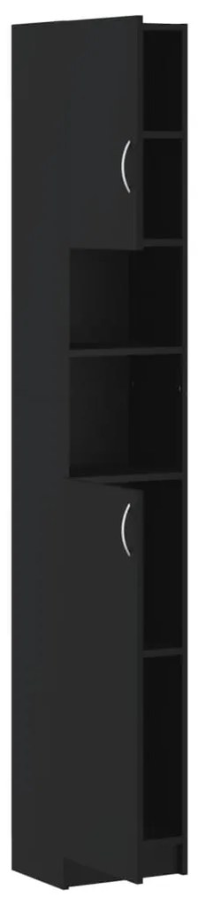 Armário de casa de banho 32x25,5x190 cm derivados madeira preto