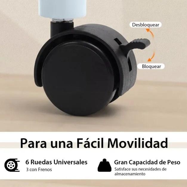 Secretária dobrável para computador 105 x 50 x 74 cm com 3 gavetas de armazenamento e rodas bloqueáveis Cinza