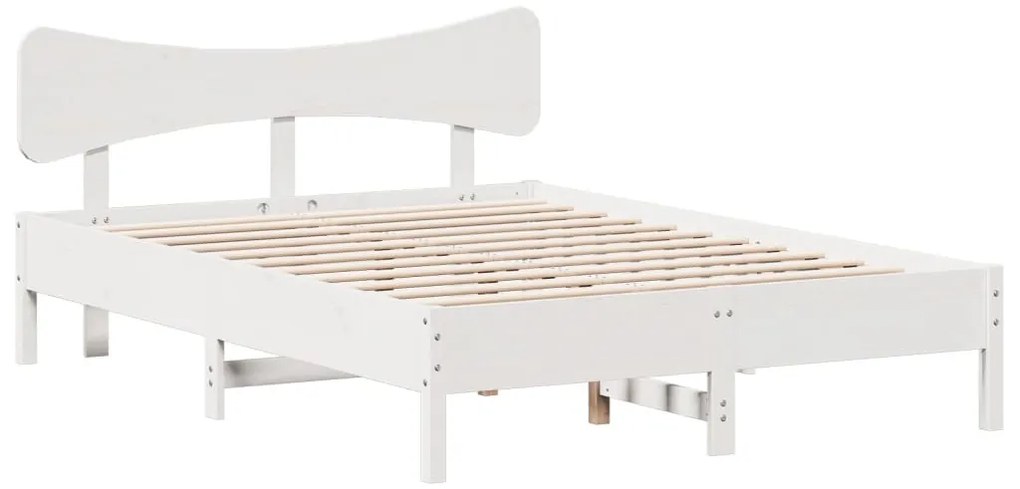 Cama sem colchão 140x200 cm madeira de pinho maciça branco