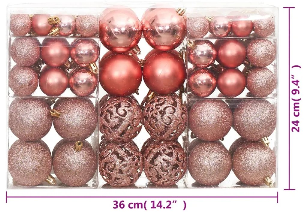 Enfeites de Natal - 100 Peças - Rosa