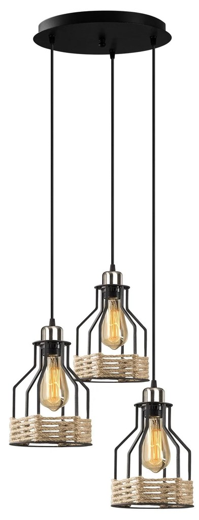 Candeeiro Suspenso Fiko – Preto – 37 cm de Diâmetro, 115 cm de Altura
