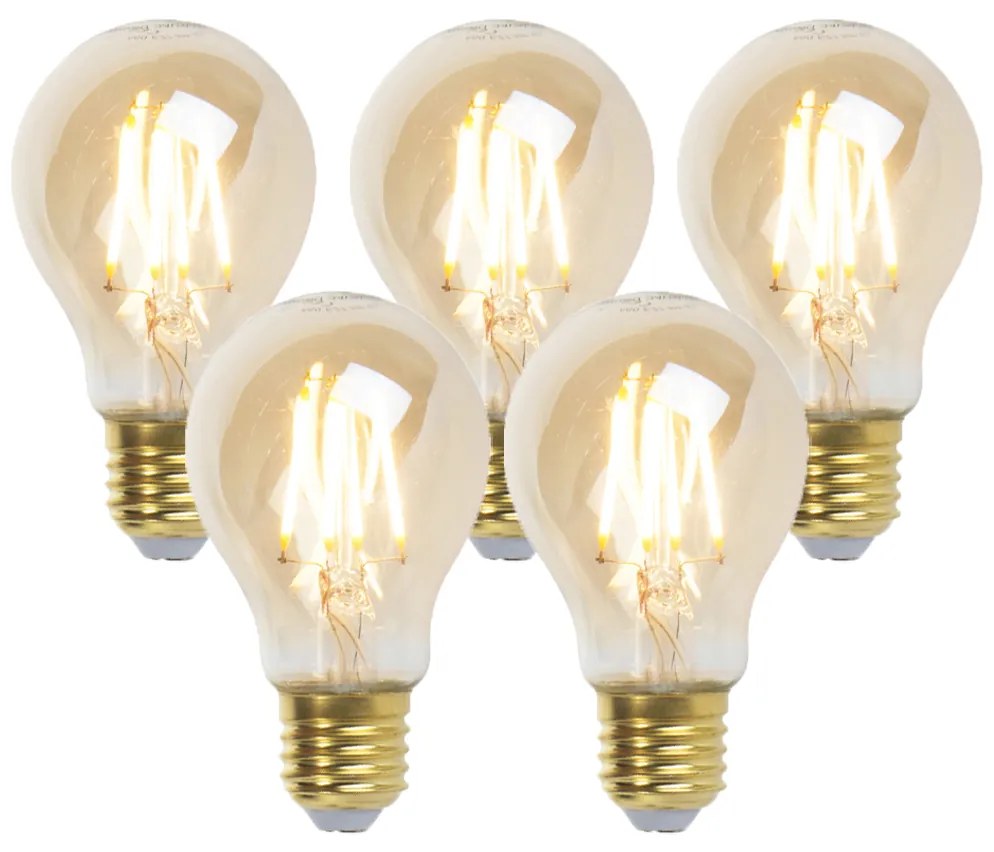 Conjunto de 5 lâmpadas LED E27 reguláveis Goldline 5W 380lm 2200K