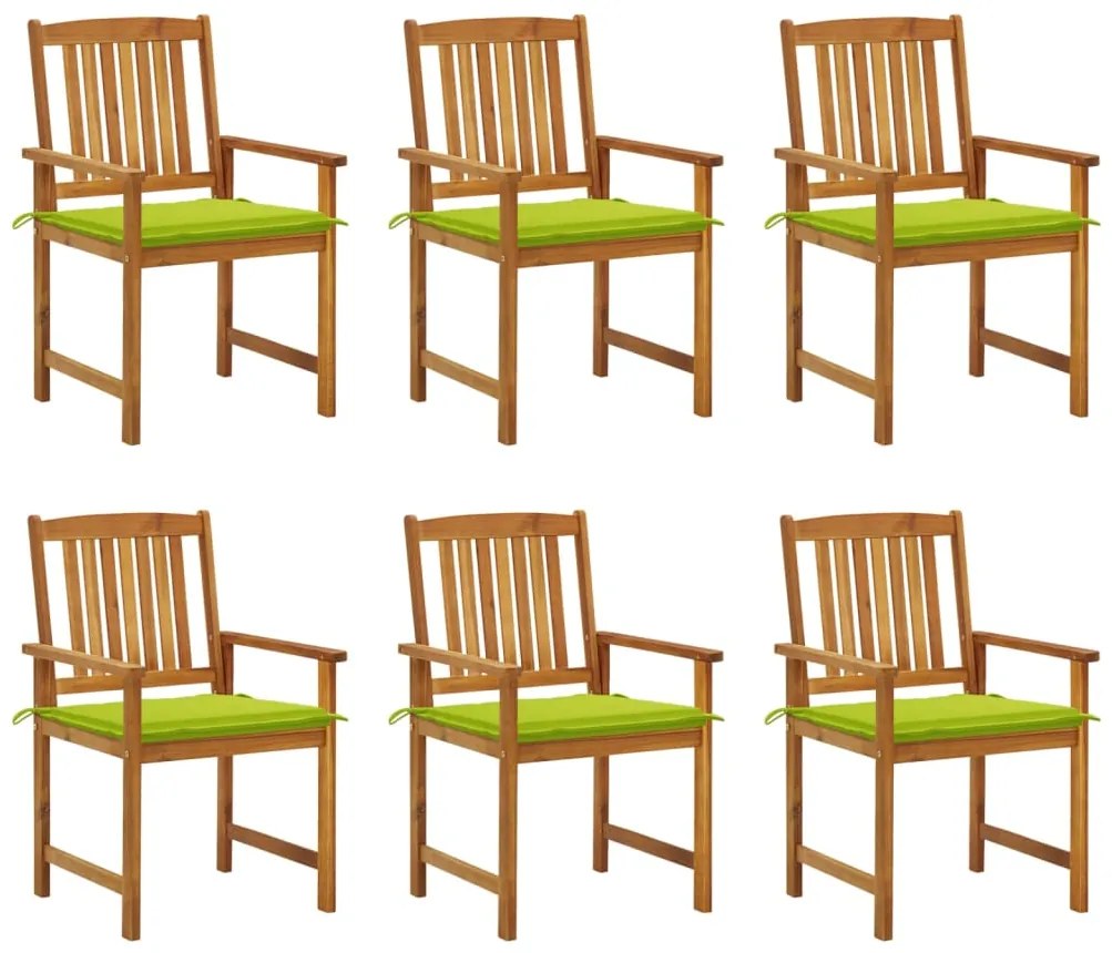 vidaXL Cadeiras de jardim com almofadões 6 pcs acácia maciça