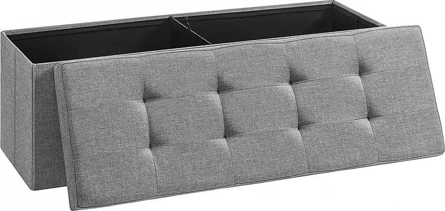 Banco com espaço de arrumação 110 x 38 x 38 cm cinzento claro