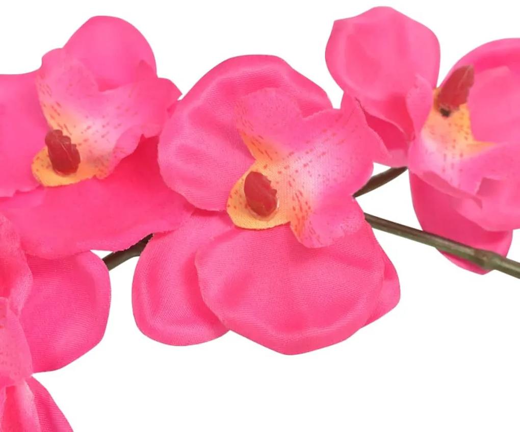 Planta orquídea artificial com vaso 30 cm vermelho