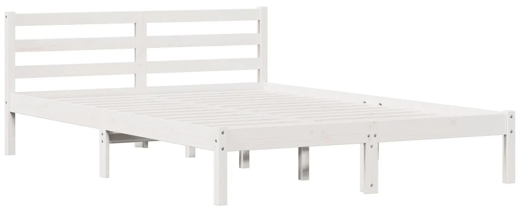 Cama com Cabeceira vidaXL Branca 140x220 cm Madeira Sólida Pinus