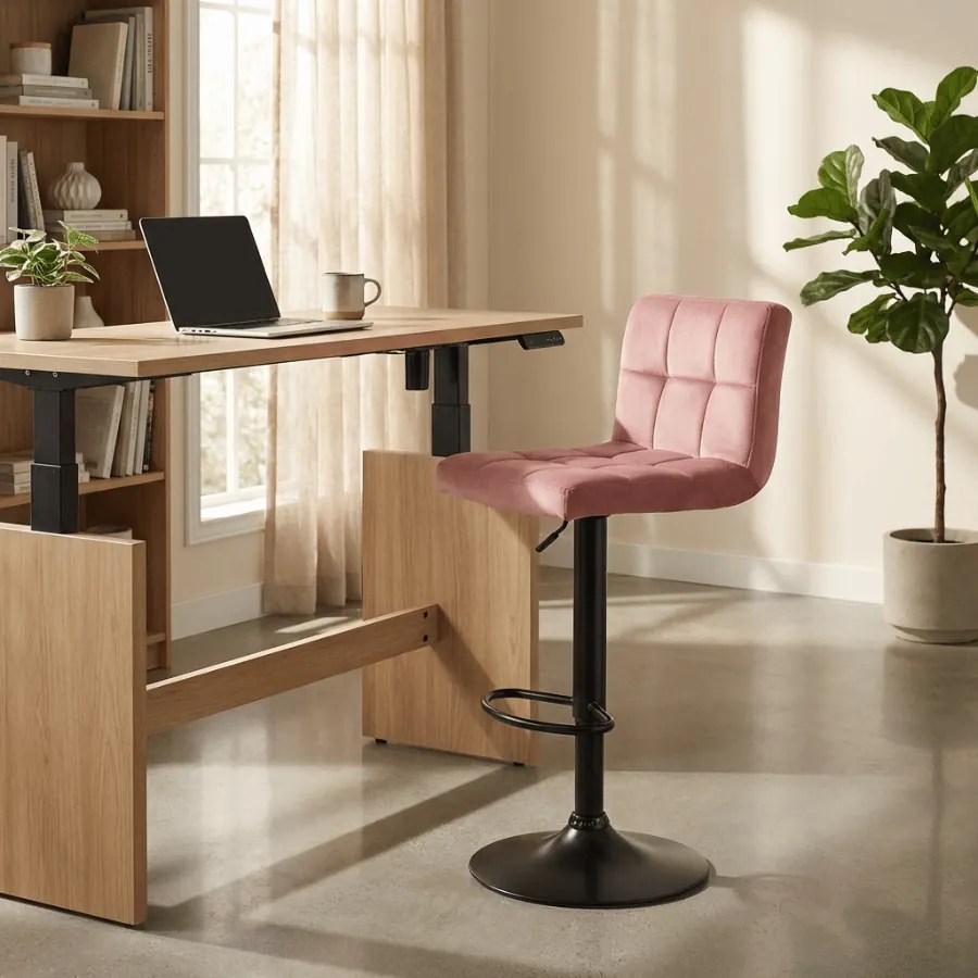 Conjunto de 2 bancos de bar Feni Velvet Rosa