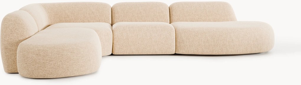 Sofá de canto modular XL em bouclé com chaise longues Wolke