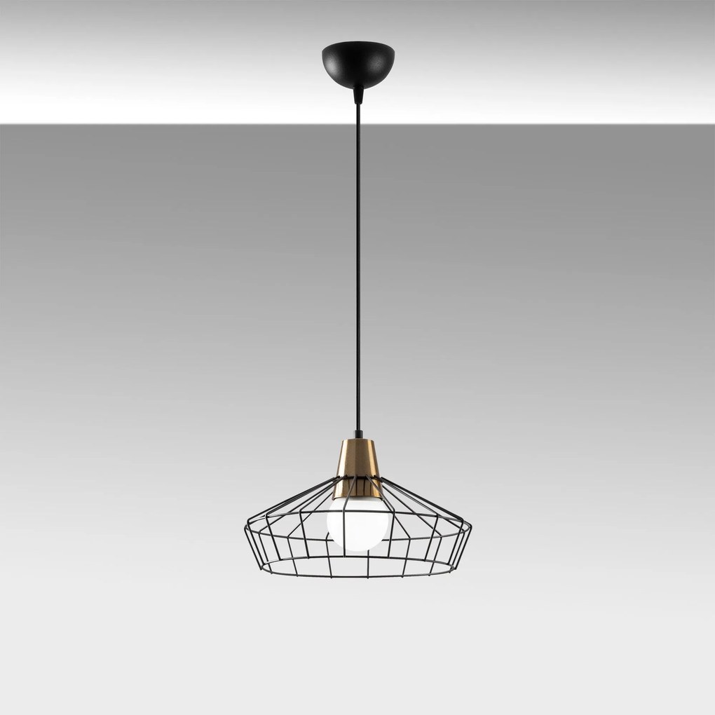 Candeeiro Suspenso Wire – Preto – 35 x 35 cm
