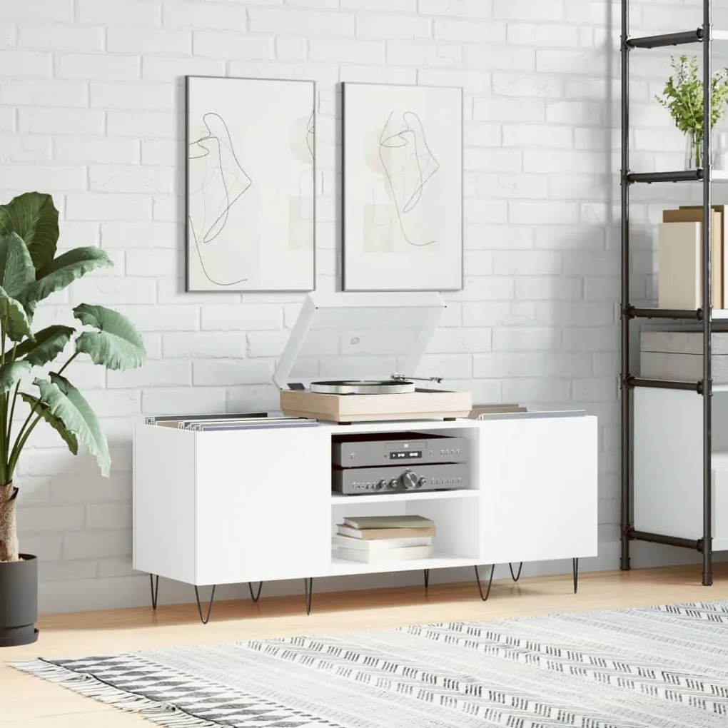 vidaXL Armário para discos 121x38x48 cm derivados de madeira branco