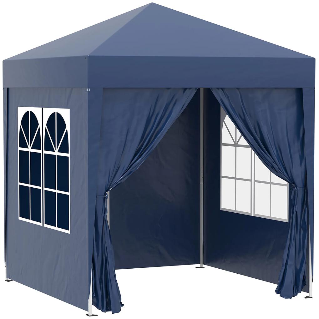 Outsunny Tenda Dobrável 2x2 m Tenda de Jardim com 4 Paredes Laterais Tecido Oxford 2 Portas 2 Janelas para Exterior Campismo Azul | Aosom Portugal