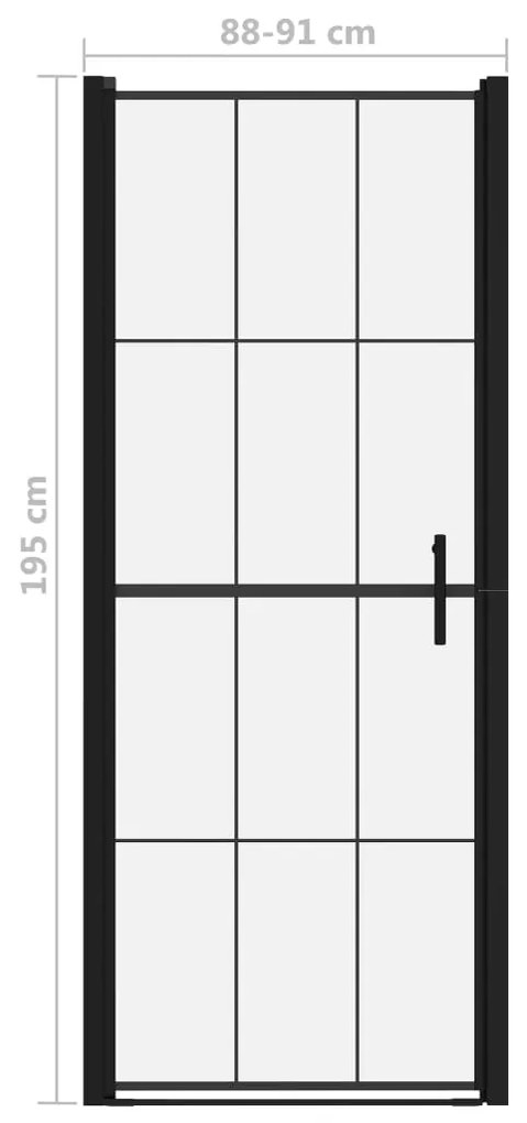 Porta de chuveiro vidro temperado 91x195 cm preto