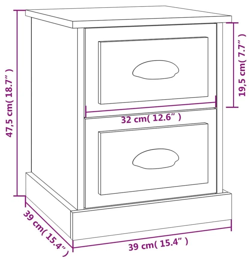 Mesa de cabeceira 2 pcs derivados de madeira carvalho fumado