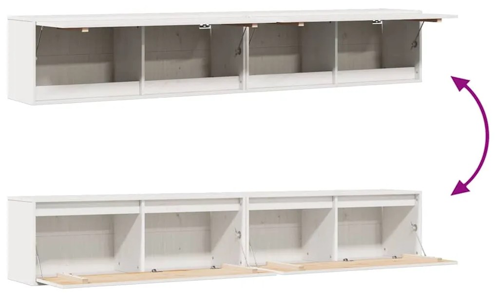 Armários de parede 2 pcs 100x30x35 cm pinho maciço branco