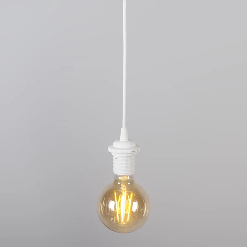 Candeeiro de suspensão moderno branco com cúpula preta 45 cm - Pendant