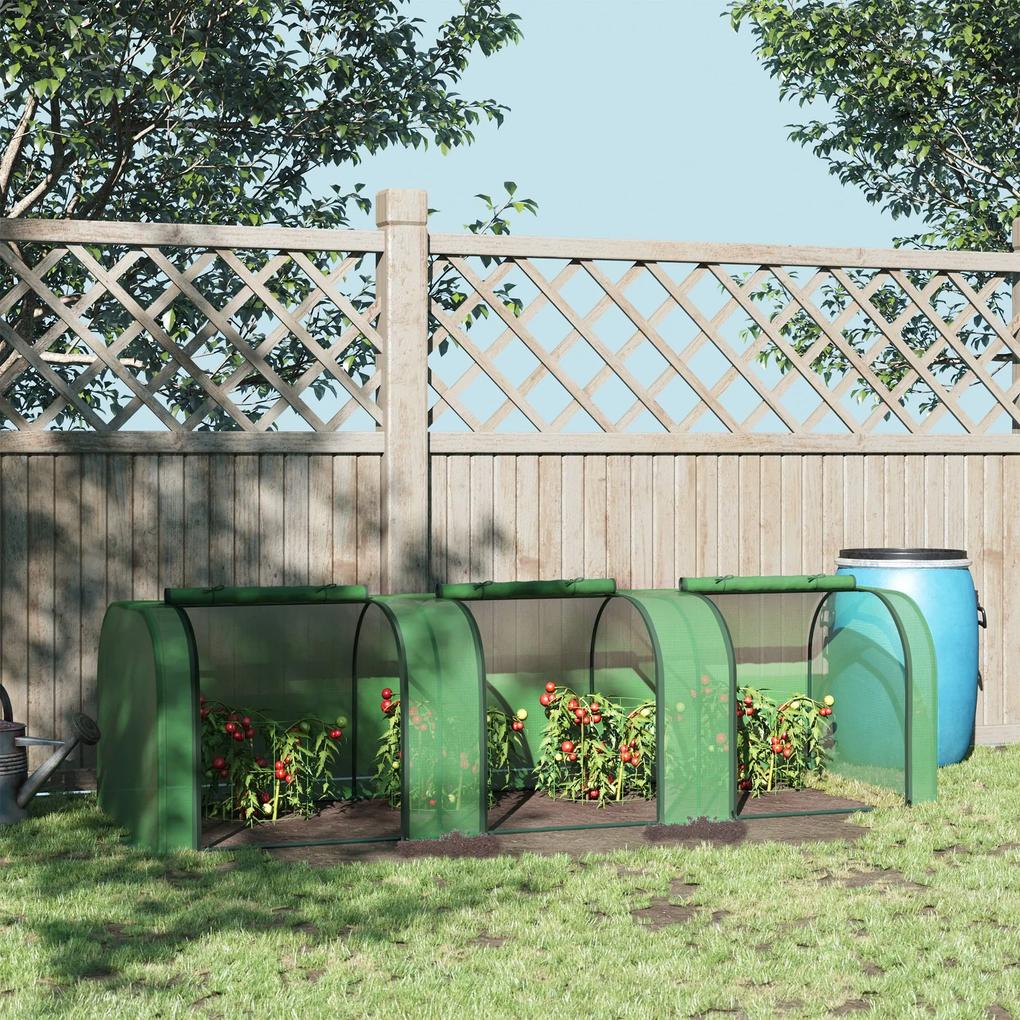Estufa 295x100x80 cm para Jardim Varanda Estufa Pequena para Cultivo de Plantas com 3 Janelas Estrutura de Aço e PVC Verde