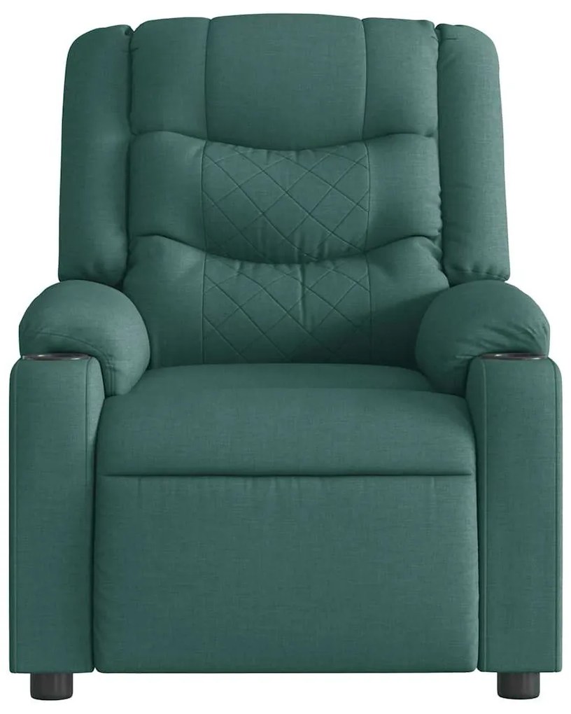 Poltrona reclinável de massagens elétrica tecido verde-escuro