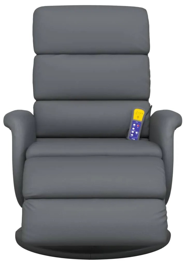 Cadeira massagens reclinável c/apoio pés couro artificial cinza