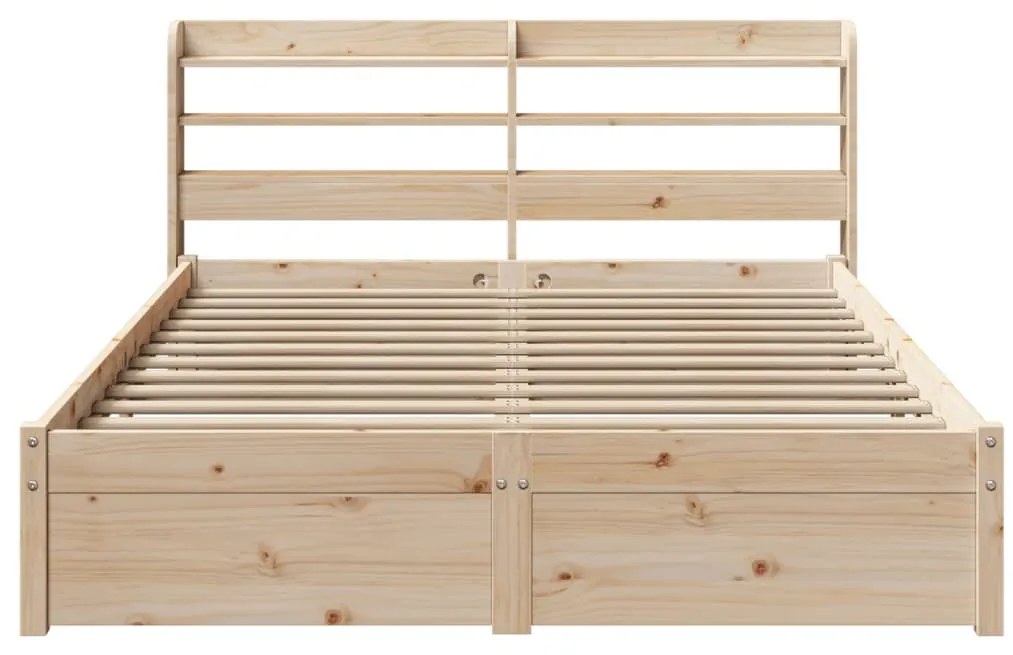 Estrutura de cama c/ cabeceira 150x200 cm pinho maciço