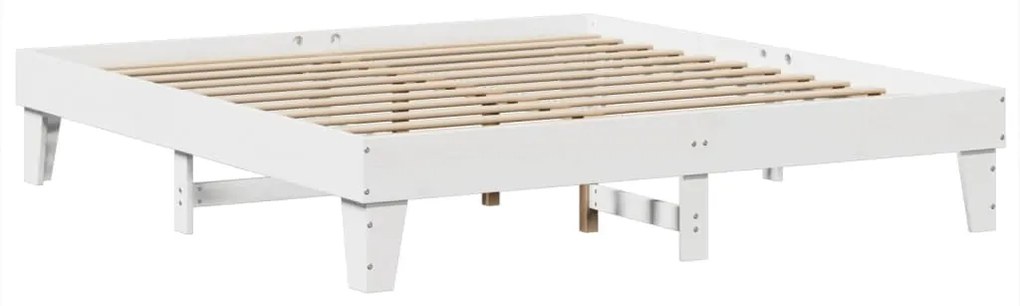 Cama sem colchão 200x200 cm madeira de pinho maciça branco