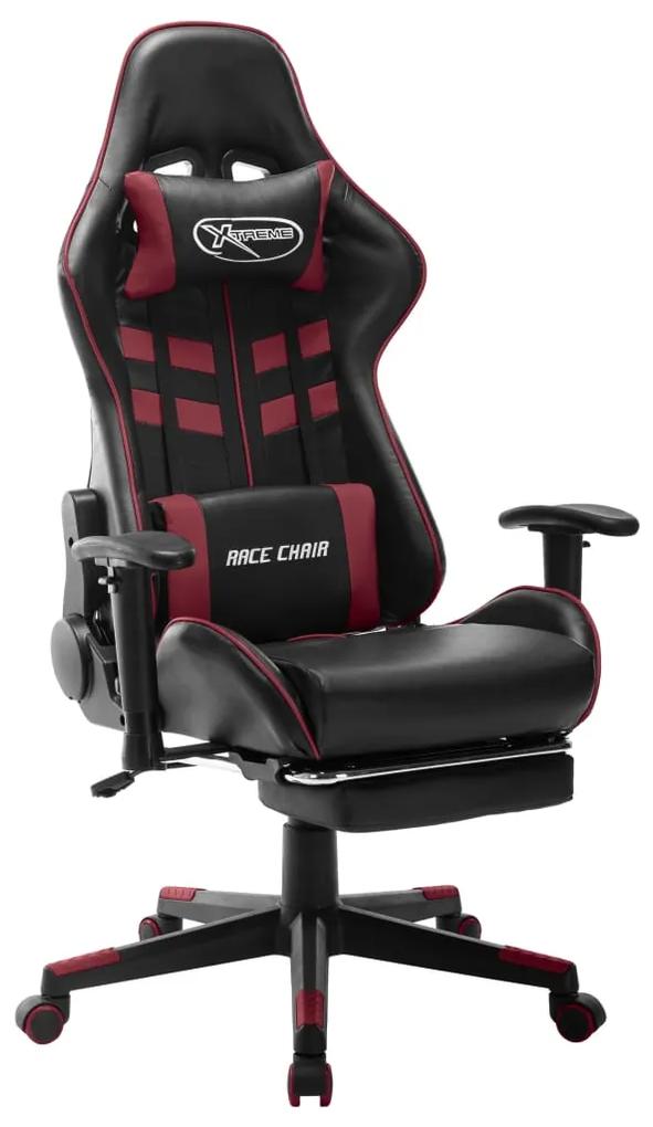 Cadeira gaming c/ apoio de pés couro art. preto/vermelho tinto