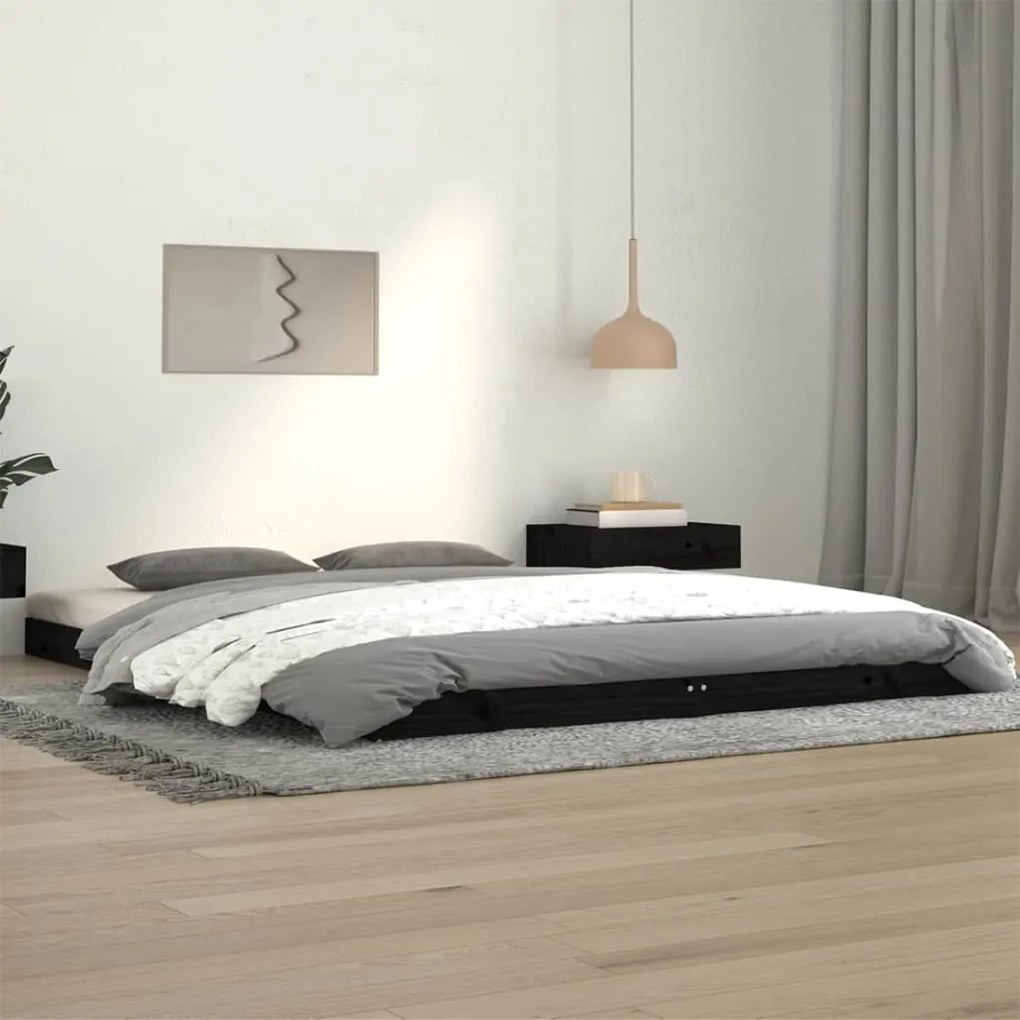 vidaXL Estrutura de cama 140x190 cm madeira de pinho maciça preto