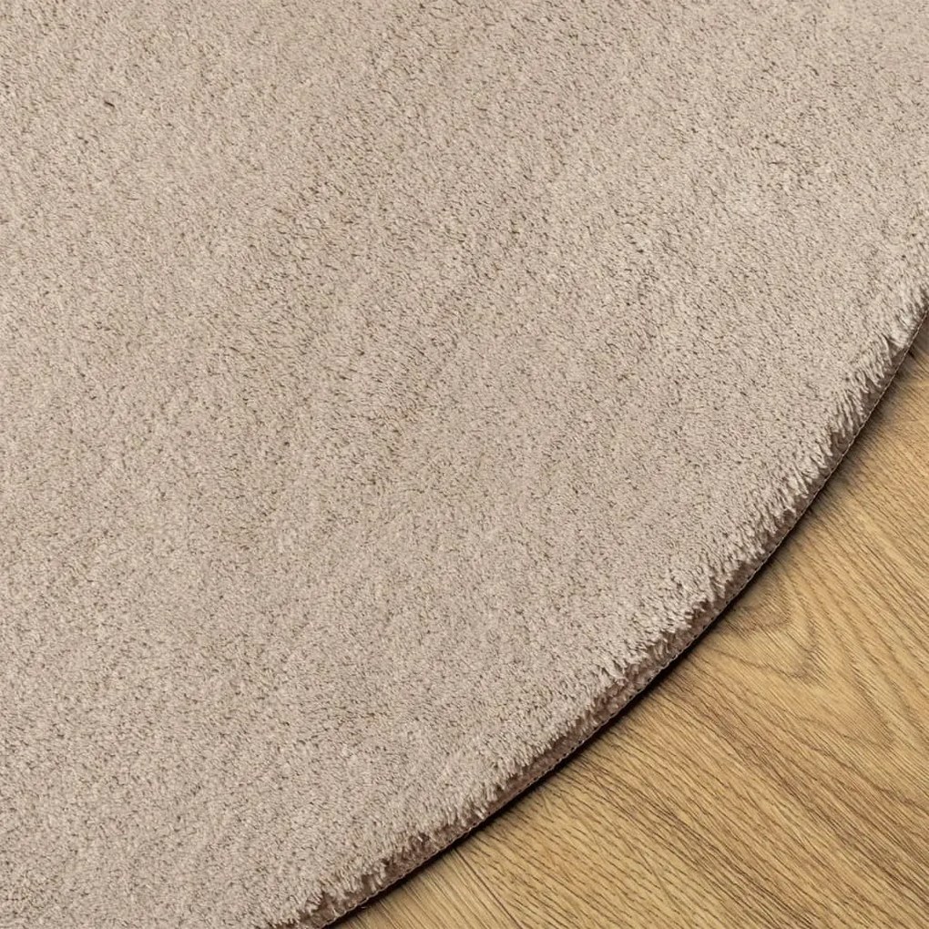 Tapete pelo curto macio e lavável HUARTE Ø 100 cm cor areia