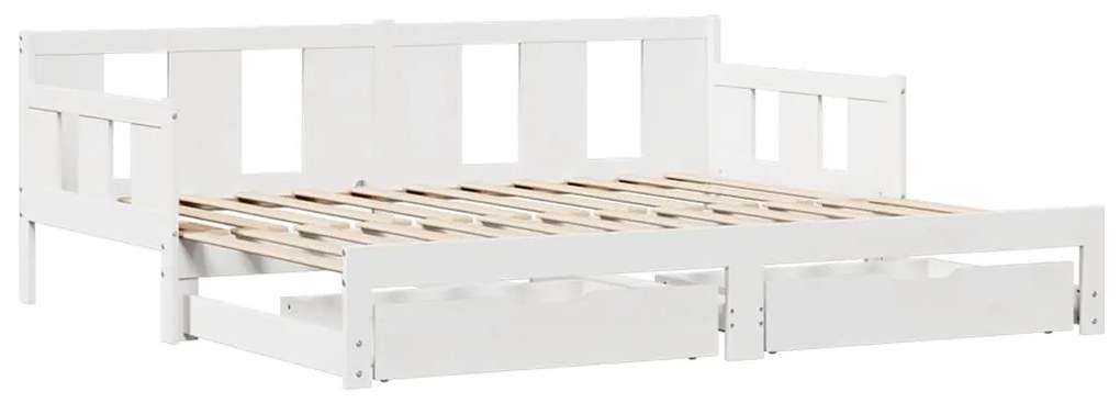 Sofá-cama com gavetão e gavetas sem colchão 90x200 cm branco