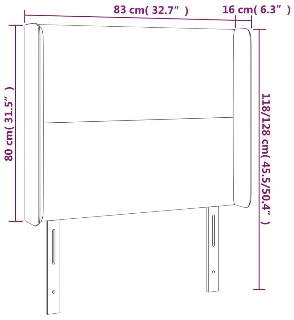 Cabeceira cama c/ abas couro artif. 83x16x118/128 cm cinzento