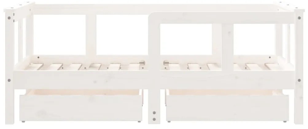 Estrutura cama infantil c/ gavetas 70x140cm pinho maciço branco
