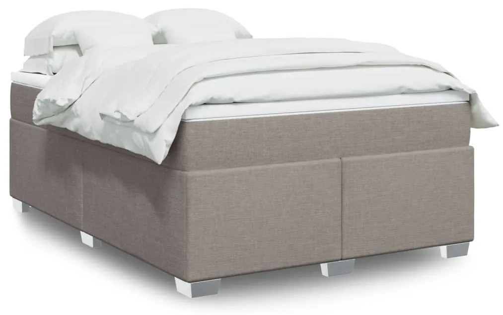 vidaXL Cama com molas/colchão 160x200 cm tecido castanho-acinzentado
