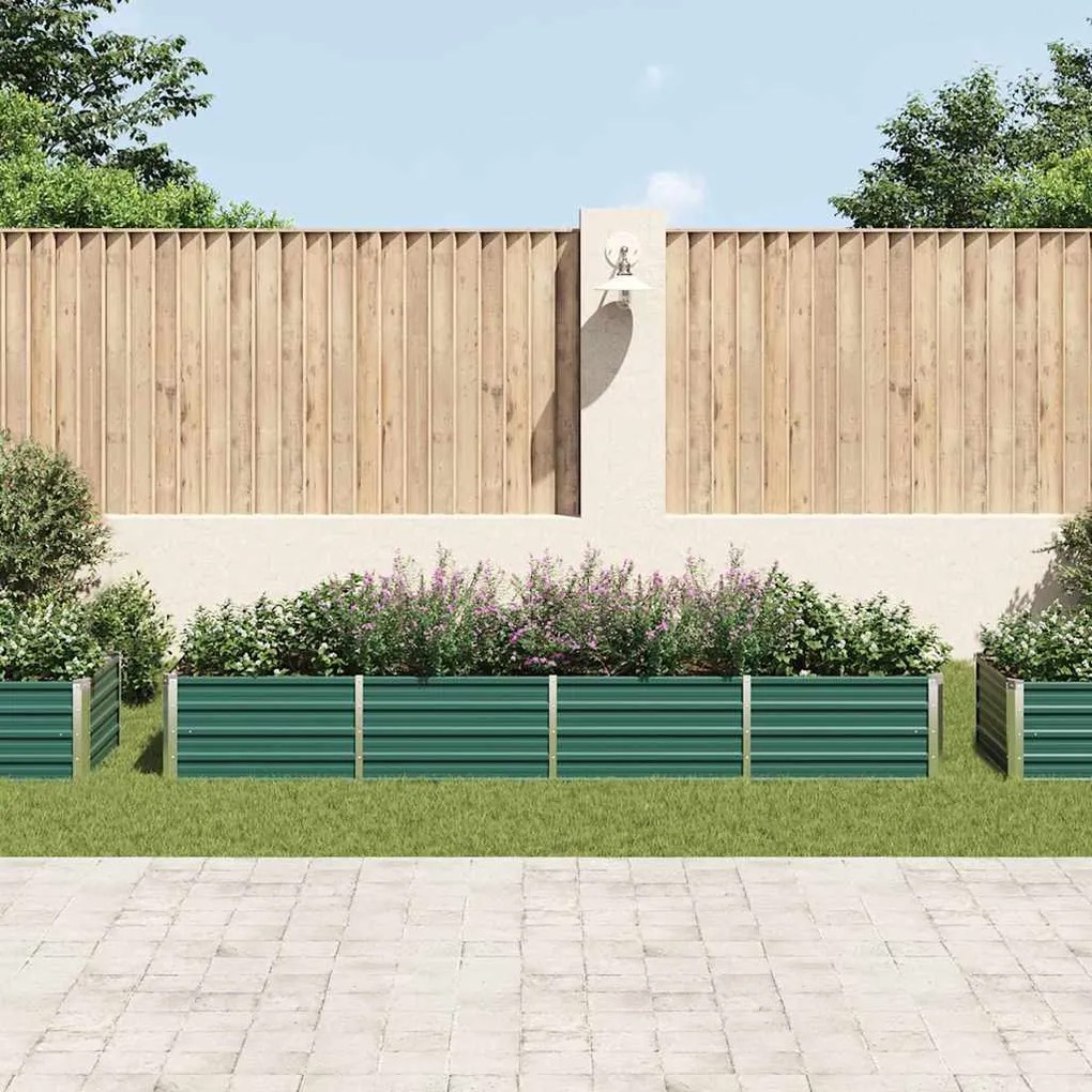 Canteiro elevado de jardim aço galvanizado 320x80x45 cm verde