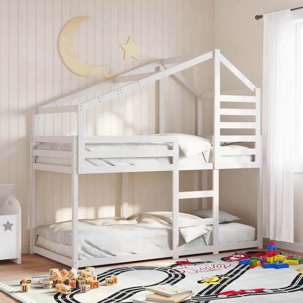 vidaXL Beliche com telhado 75x190 cm madeira de pinho maciça branco