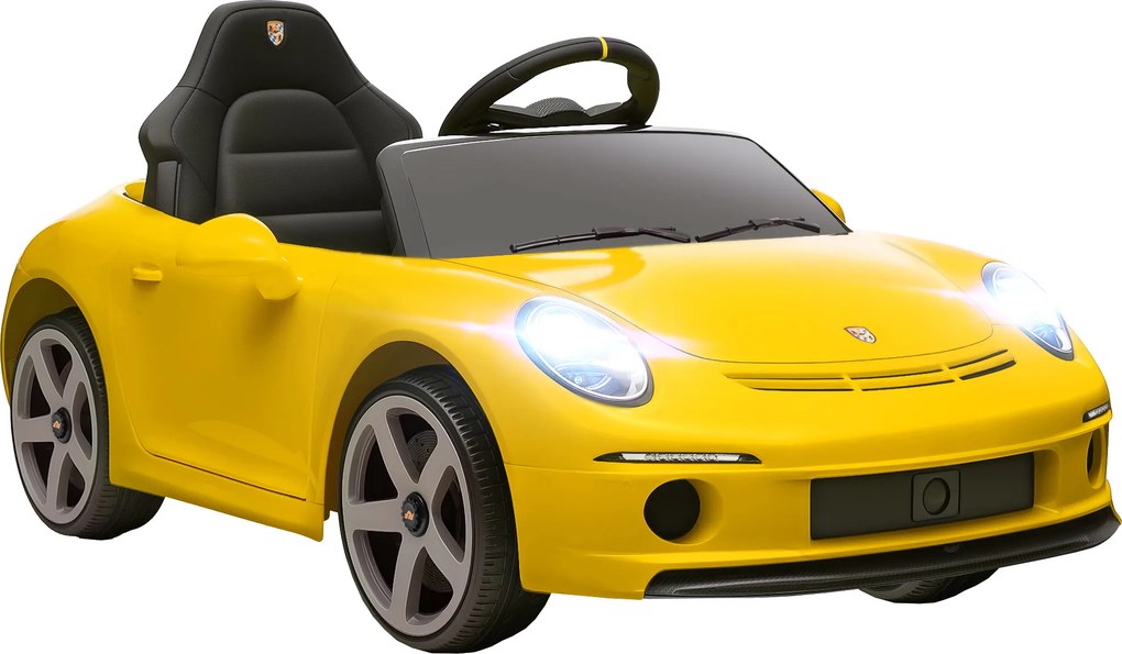 AIYAPLAY Carro elétrico com assento para crianças, controlável por controlo remoto, música, buzina, USB, cinto de segurança, para 3-5 anos, Amarelo | Aosom Portugal