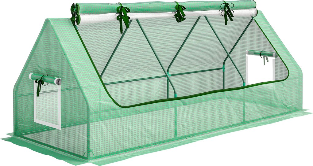 Outsunny Estufa Pequena de Jardim Mini Estufa 240x90x90 cm com Janelas de Malha e Estrutura de Aço para Cultivar Verduras Verde | Aosom Portugal