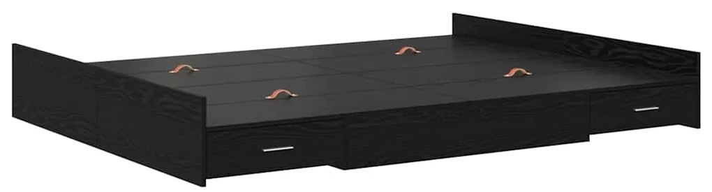 Estrado de cama com arrumação Carvalho preto 160 x 200 cm