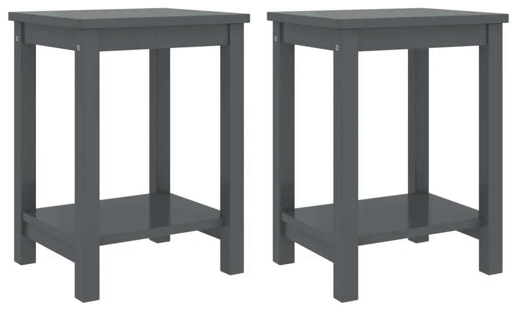 vidaXL Mesas de cabeceira 2pcs 35x30x47cm pinho maciço cinzento-escuro