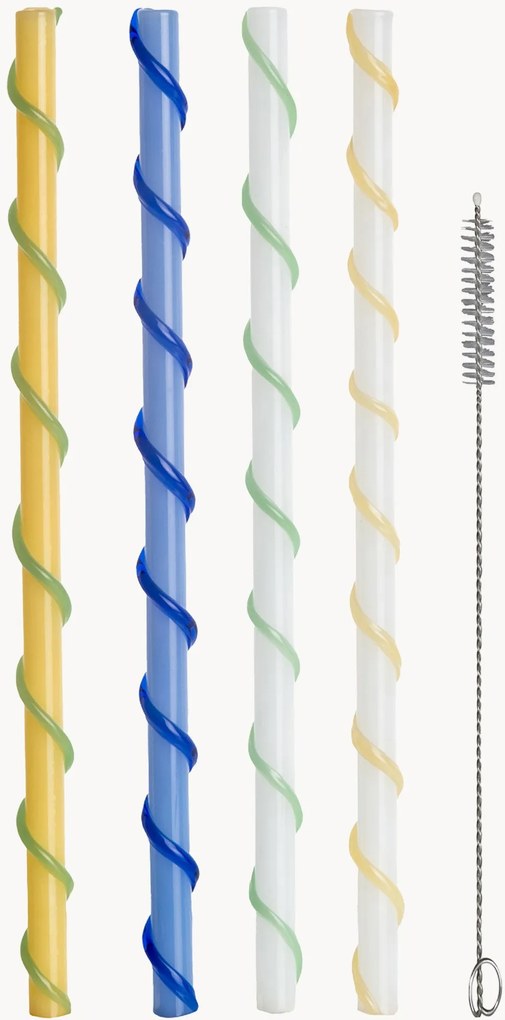 Palhinhas de vidro artesanais com escova Celebrate, conjunto de 5