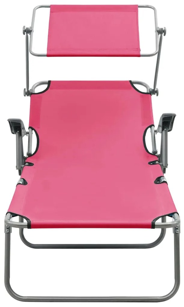 Espreguiçadeira com toldo aço rosa
