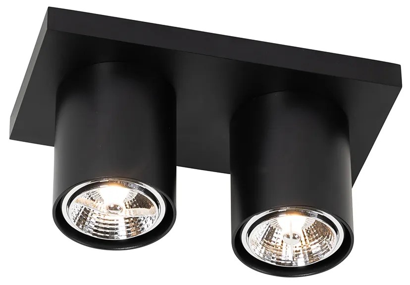 Spot de teto moderno preto 2 luzes - Tubo Moderno