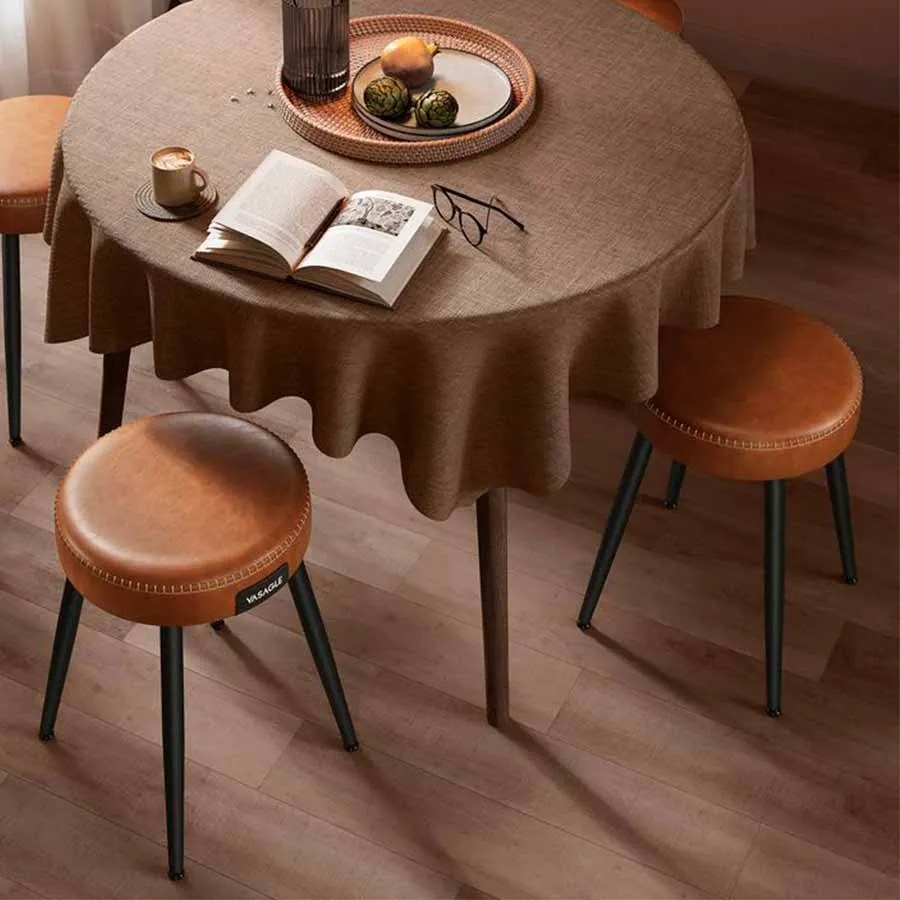 Conjunto de 2 bancos de cozinha, jantar coleção EKHO 48 x 48 x 48,2 cm Castanho caramelo
