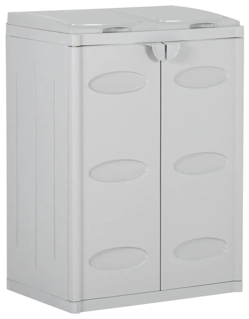 151226 vidaXL Caixote do lixo com 2 portas 65x45x88 cm PP cinzento-claro